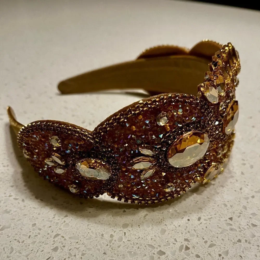 Cubic Zirconia Decor‎ Headband Gorgeous Wide Edge Gem Rhinestone Headband